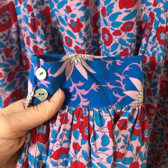 Warm Boho Floral Hippie Festival Silk Flowy Pants - Size 0 - Picture 3 of 7